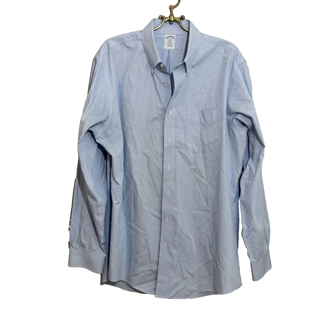 Brooks Brothers  Regent Fit Blue Check Oxford Shirt‎ 17 6/7 Button